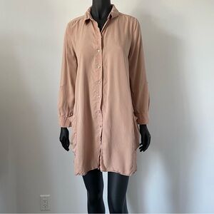 Zara shirt dress button down pockets lyocell tencell medium